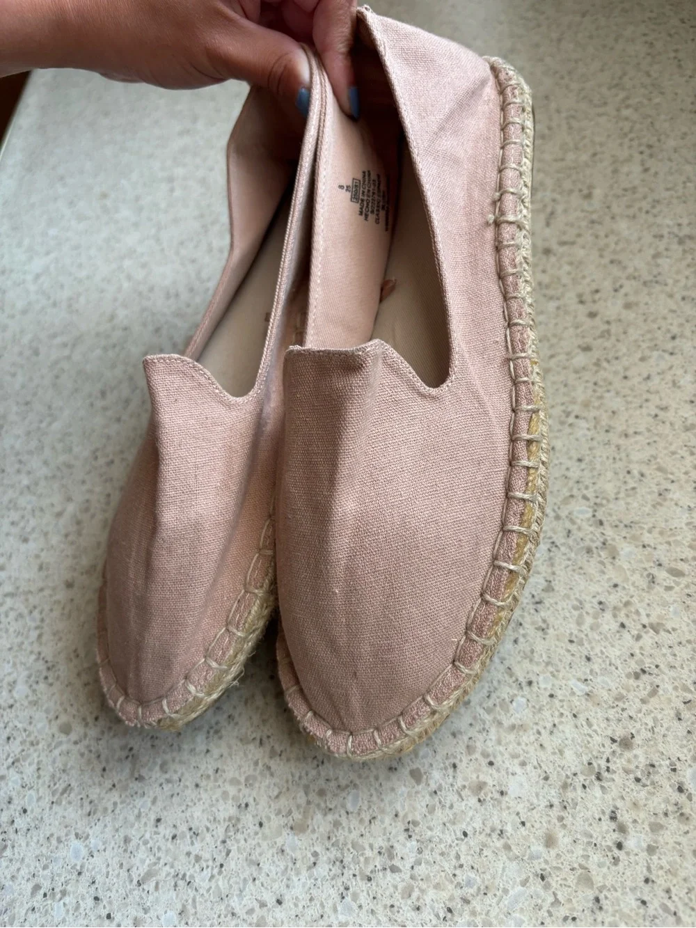 Old Navy Women's Blush Pink Canvas Espadrille Flats - Size 8 LIKE NEW